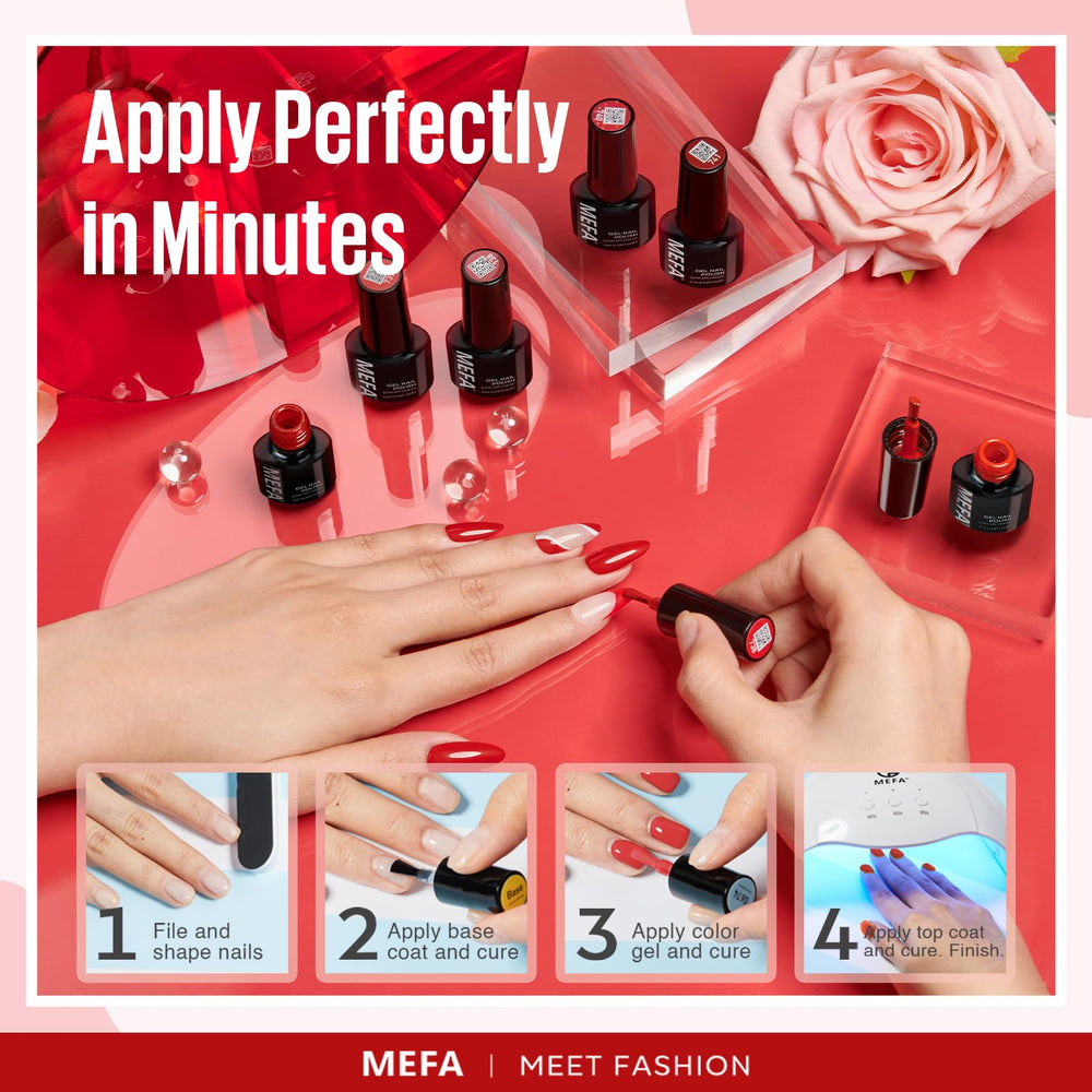 Six-color MEFA gel nail polish collection suitable for many outfits.