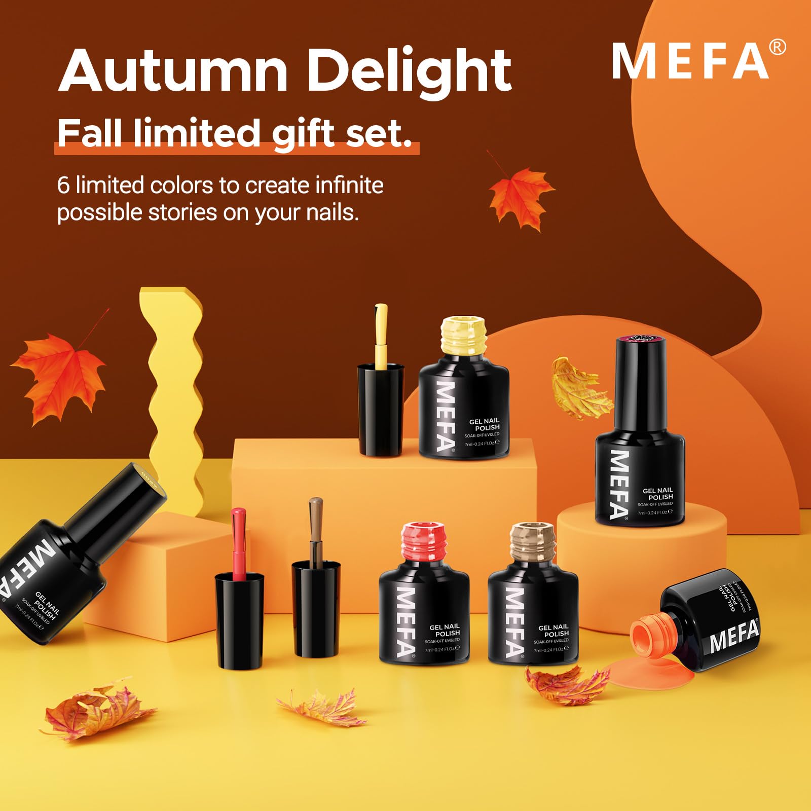 MEFA yellow gel polish – sunny hue to brighten manicure options.
