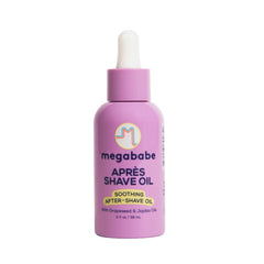 Megababe Après Shave Oil bottle with dropper for quick post-shave application