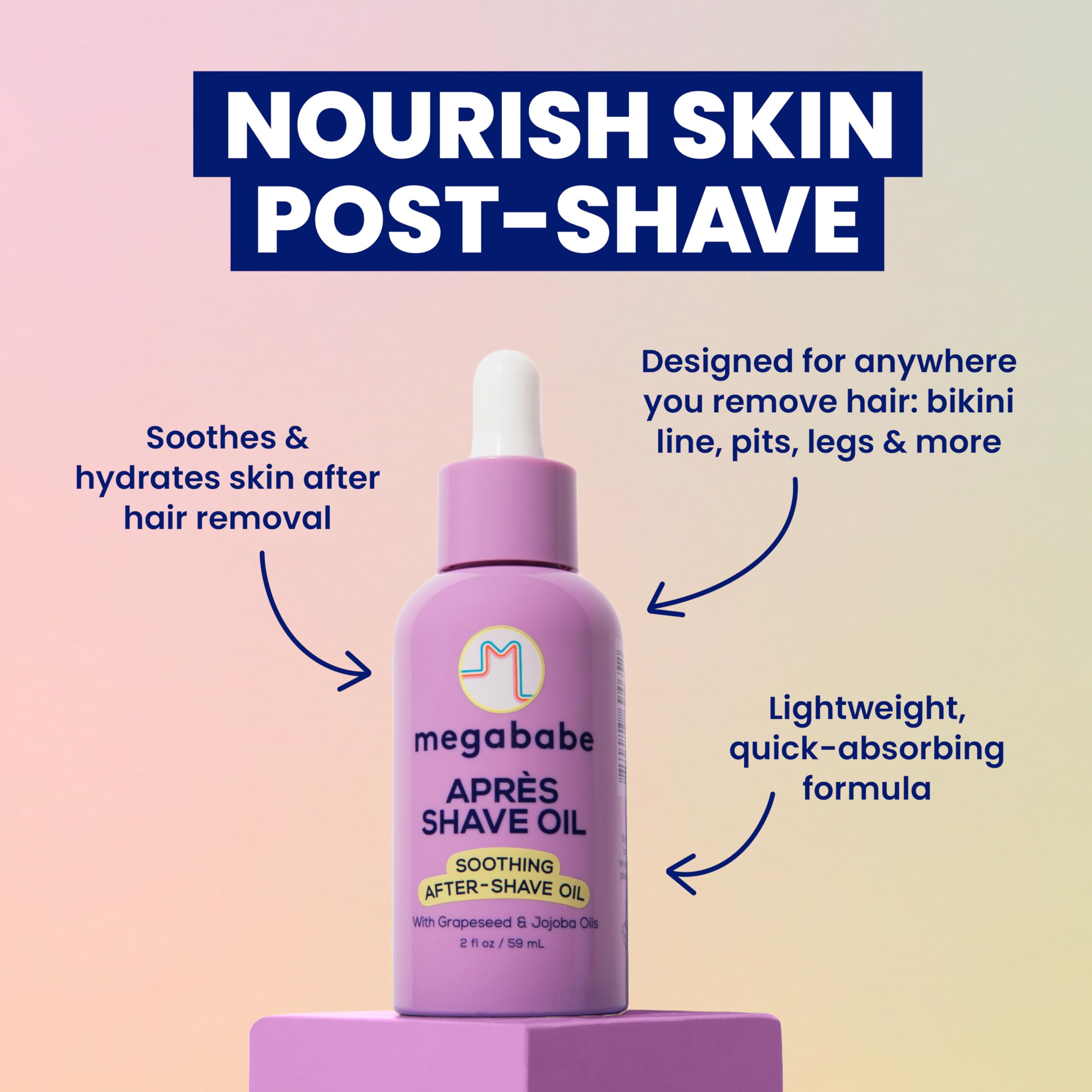 Megababe Après Shave Oil on legs for soothing skin after hair removal