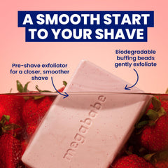 Megababe Bumpy Bar strawberry extract closeup; prep with antioxidant-rich formula