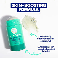 Megababe Daily Deodorant underarm application demonstrates gentle, comfortable glide.