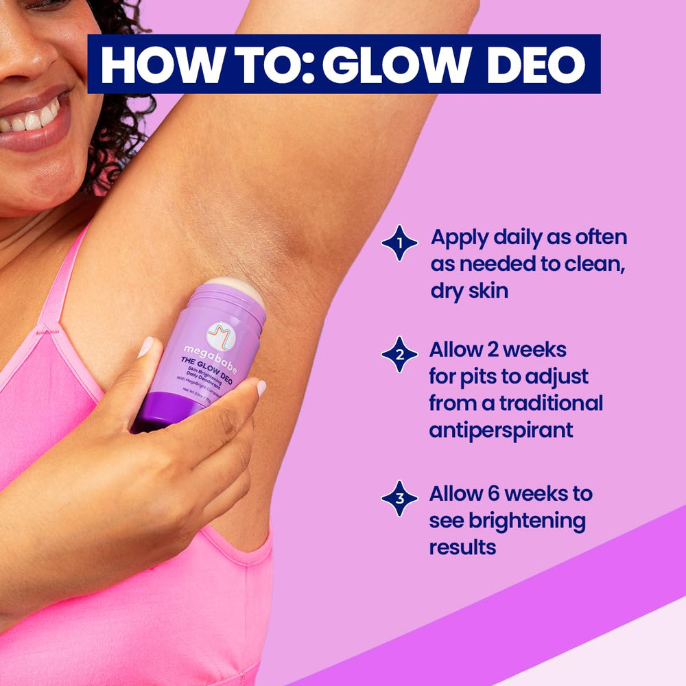 Megababe Glow Deo lavender-mint scent provides a fresh note.