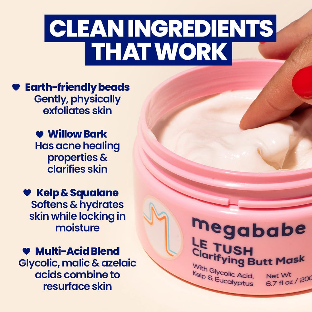 Application on the tush shows targeted clarifying care.