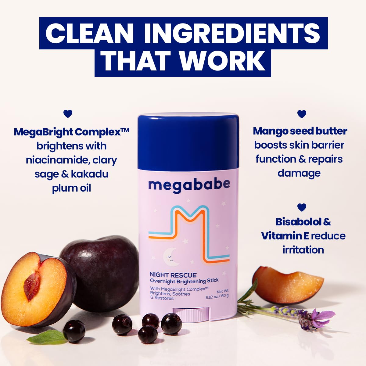 Megababe Night Rescue application swirl demonstrating rich night cream texture.