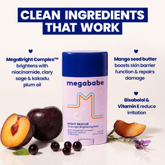 Megababe Night Rescue application swirl demonstrating rich night cream texture.