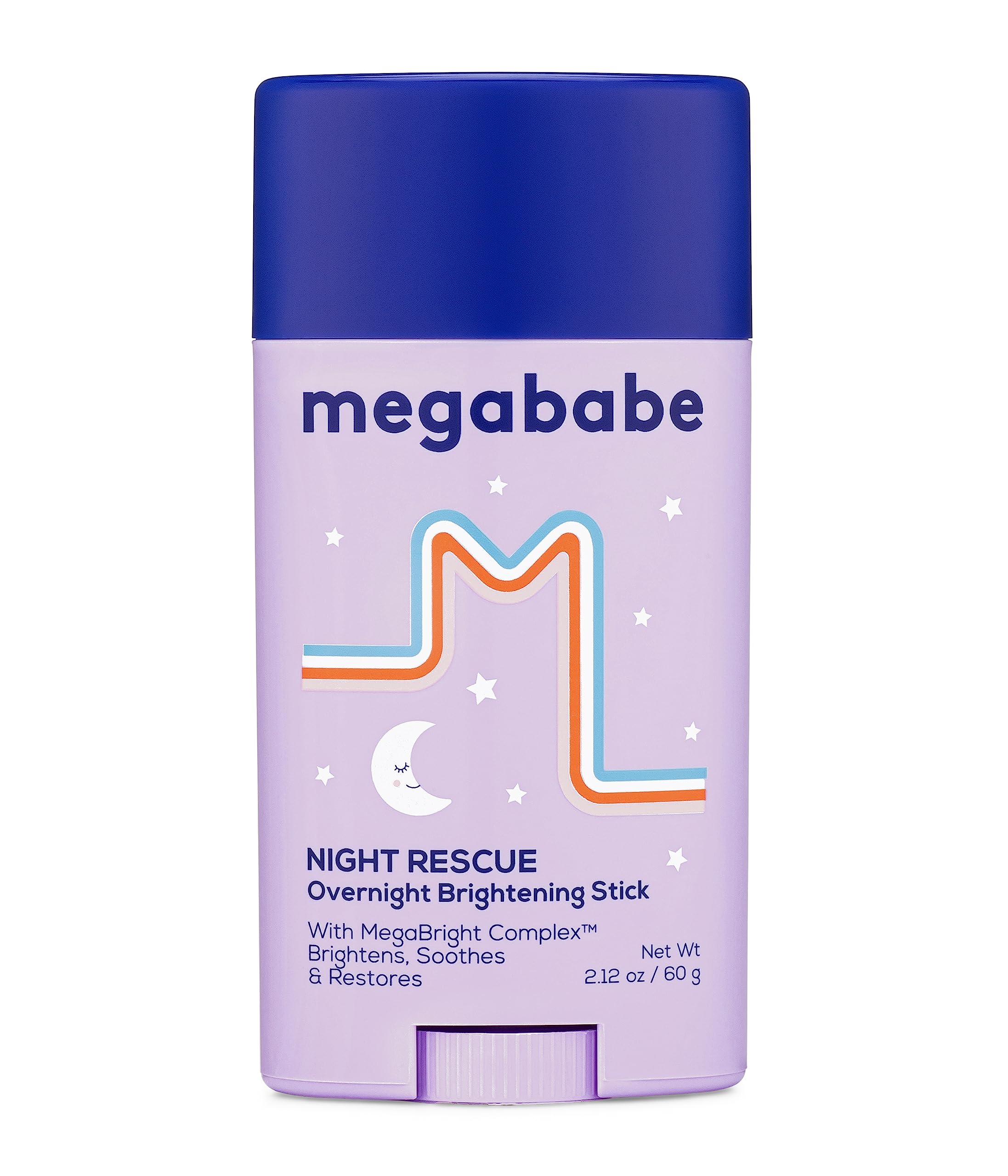 Megababe Night Rescue jar front view, highlighting brightening night care.