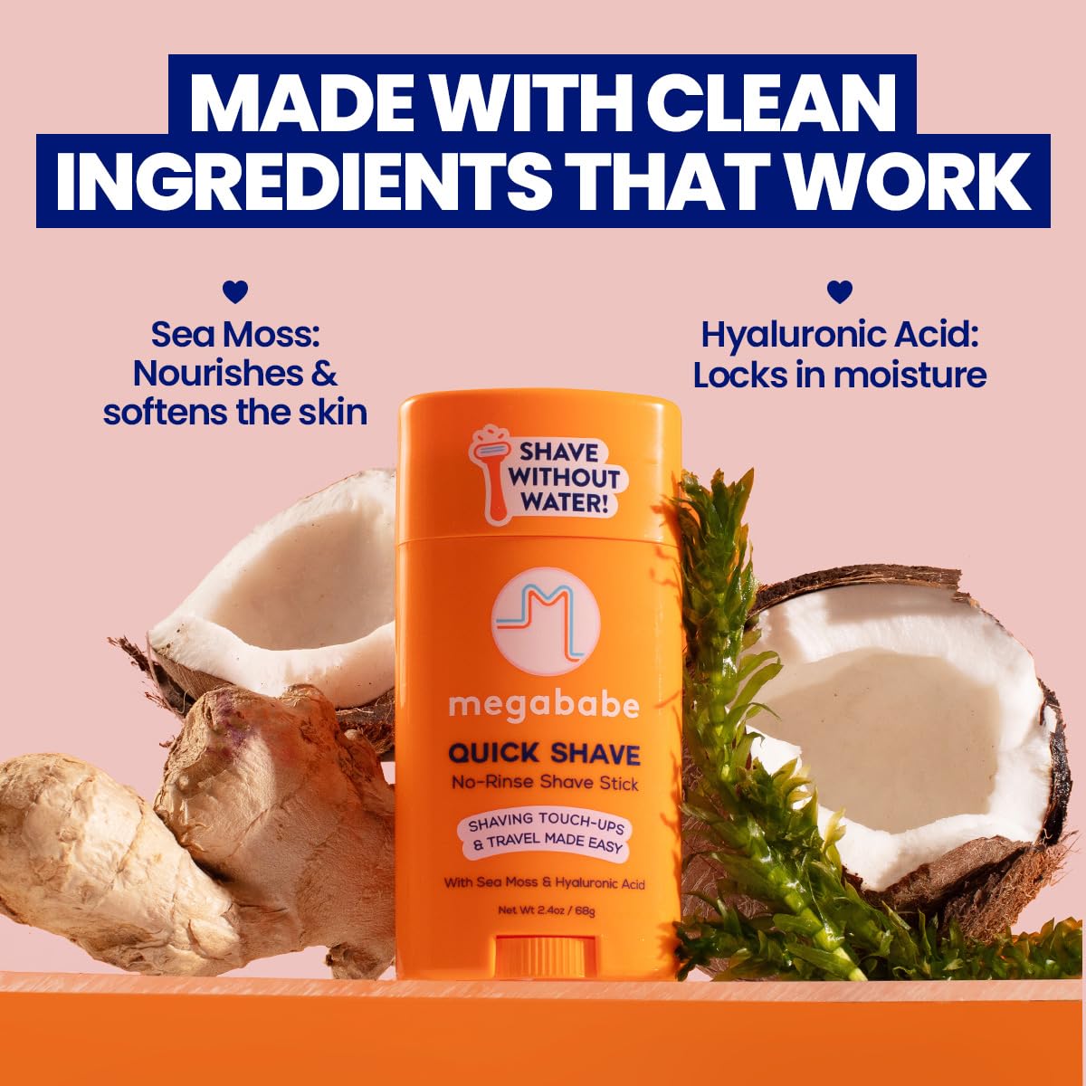 Megababe Quick Shave Stick in use for easy application.