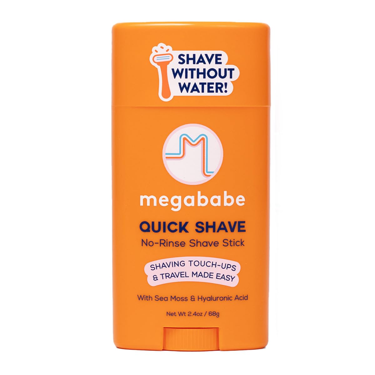 Megababe Quick Shave Stick packaging demonstrates travel friendly convenience.