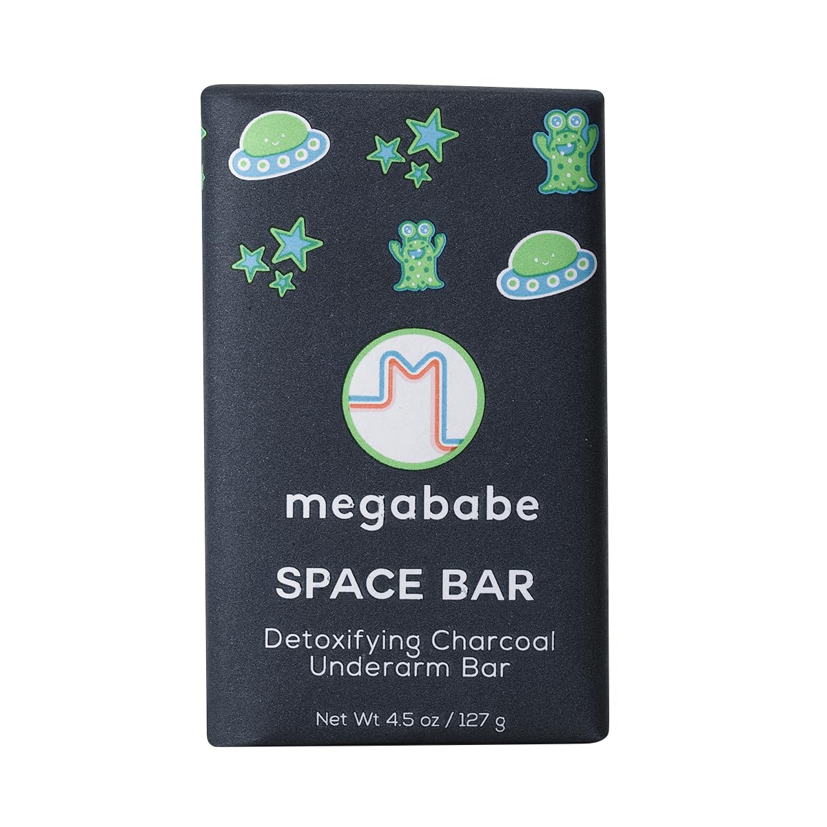 Megababe Space Bar charcoal close-up for detox and odor control