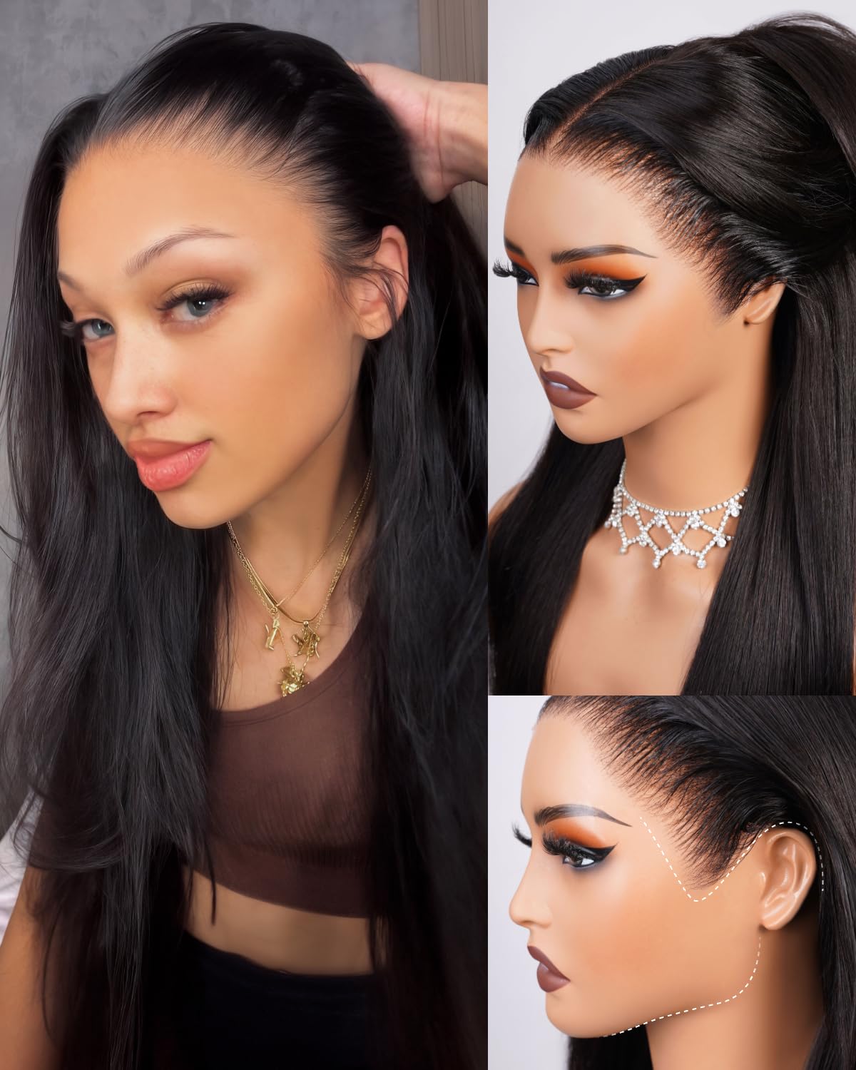 Megalook Hair glueless 13x6 lace-front wig, comfortable wear and seamless parting.