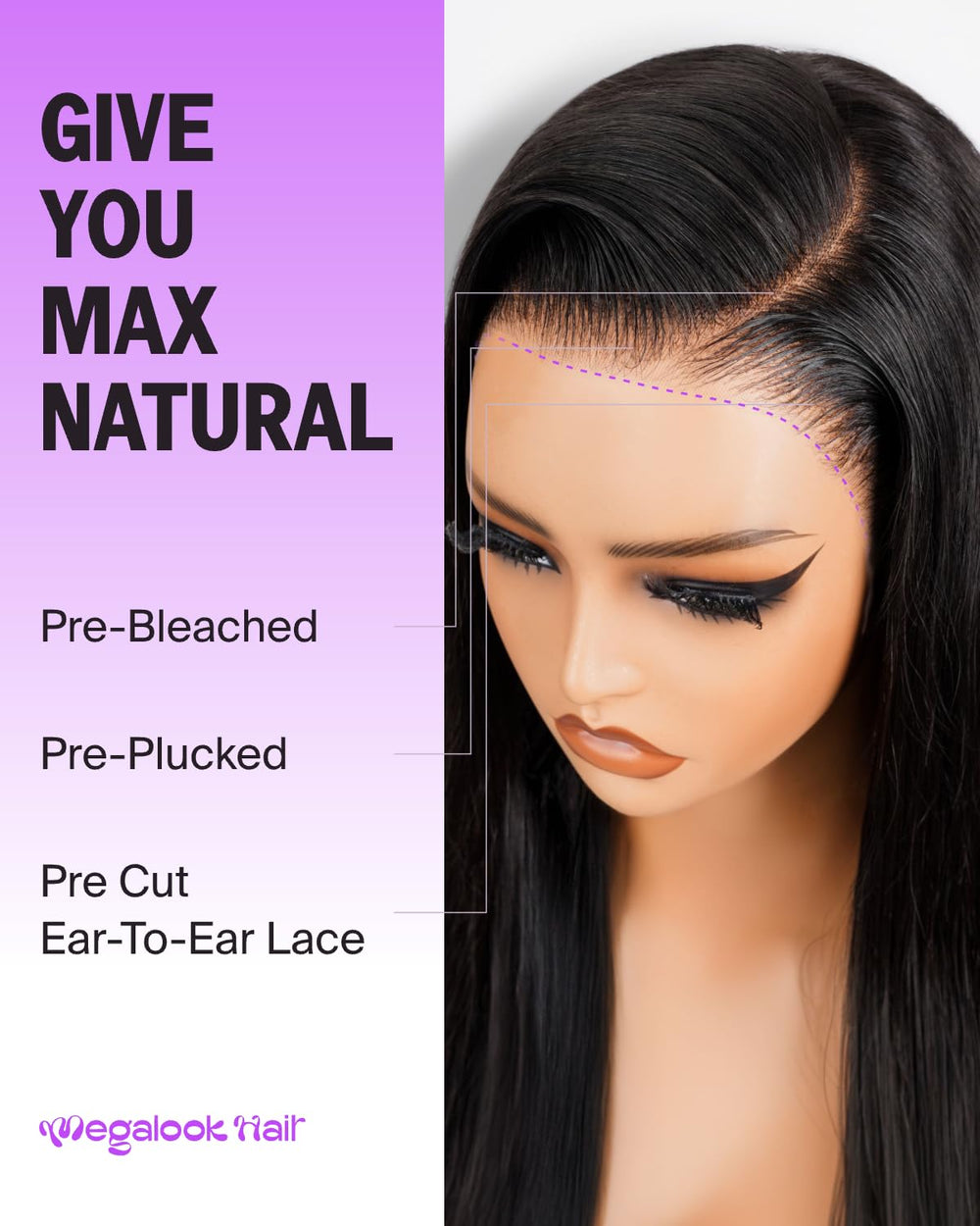 Megalook Hair pre-bleached knots for seamless natural look