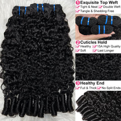 Megeen Burmese Curly Bundles 22in water-wave weft for dramatic length.