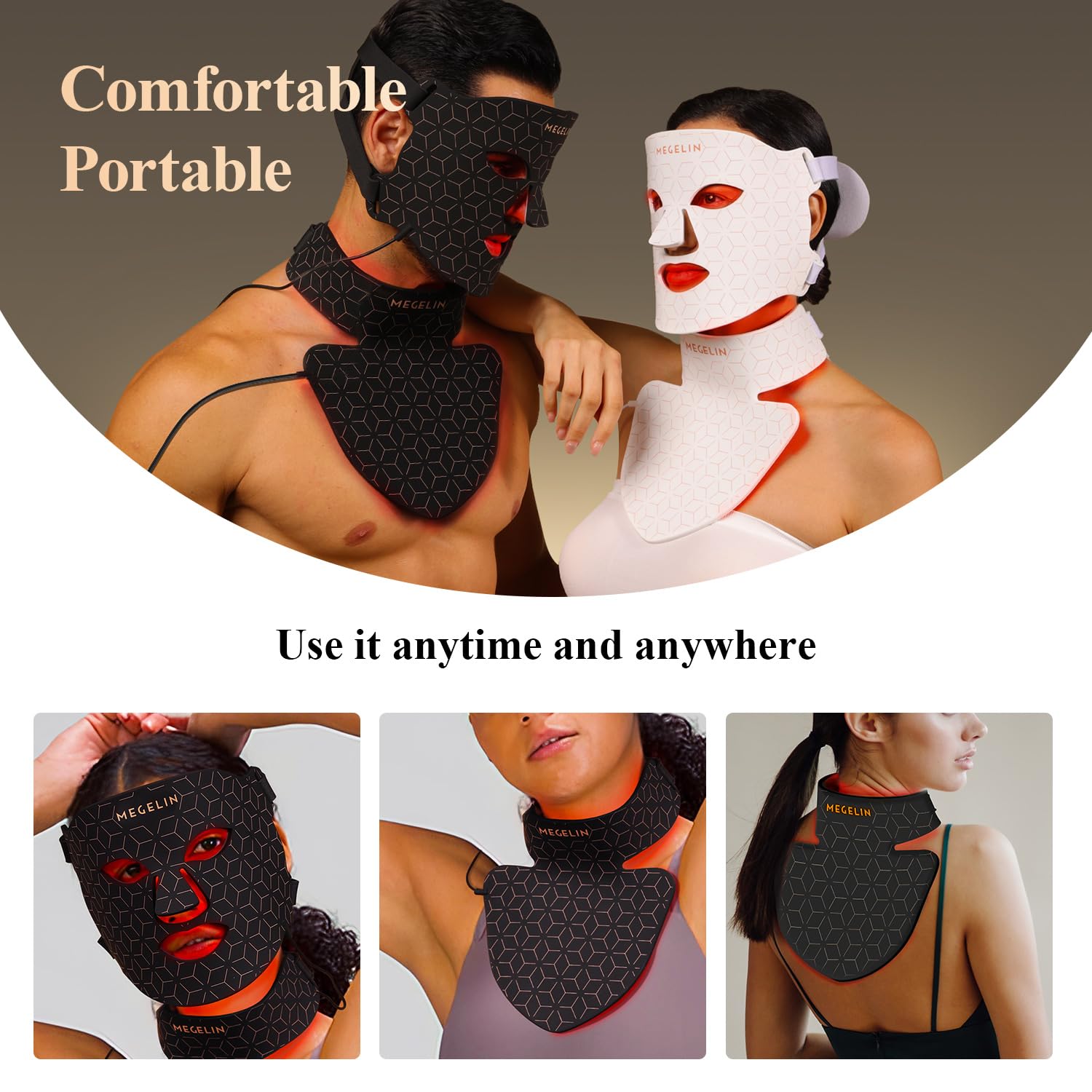 Foldable MEGELIN mask design for easy travel compatibility.