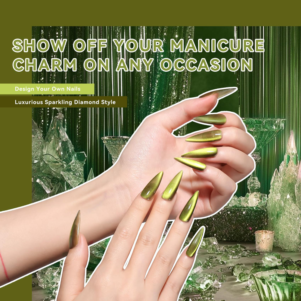 MEGIOR Aurora Green Durable Shine emphasizes long-lasting, flexible finish.