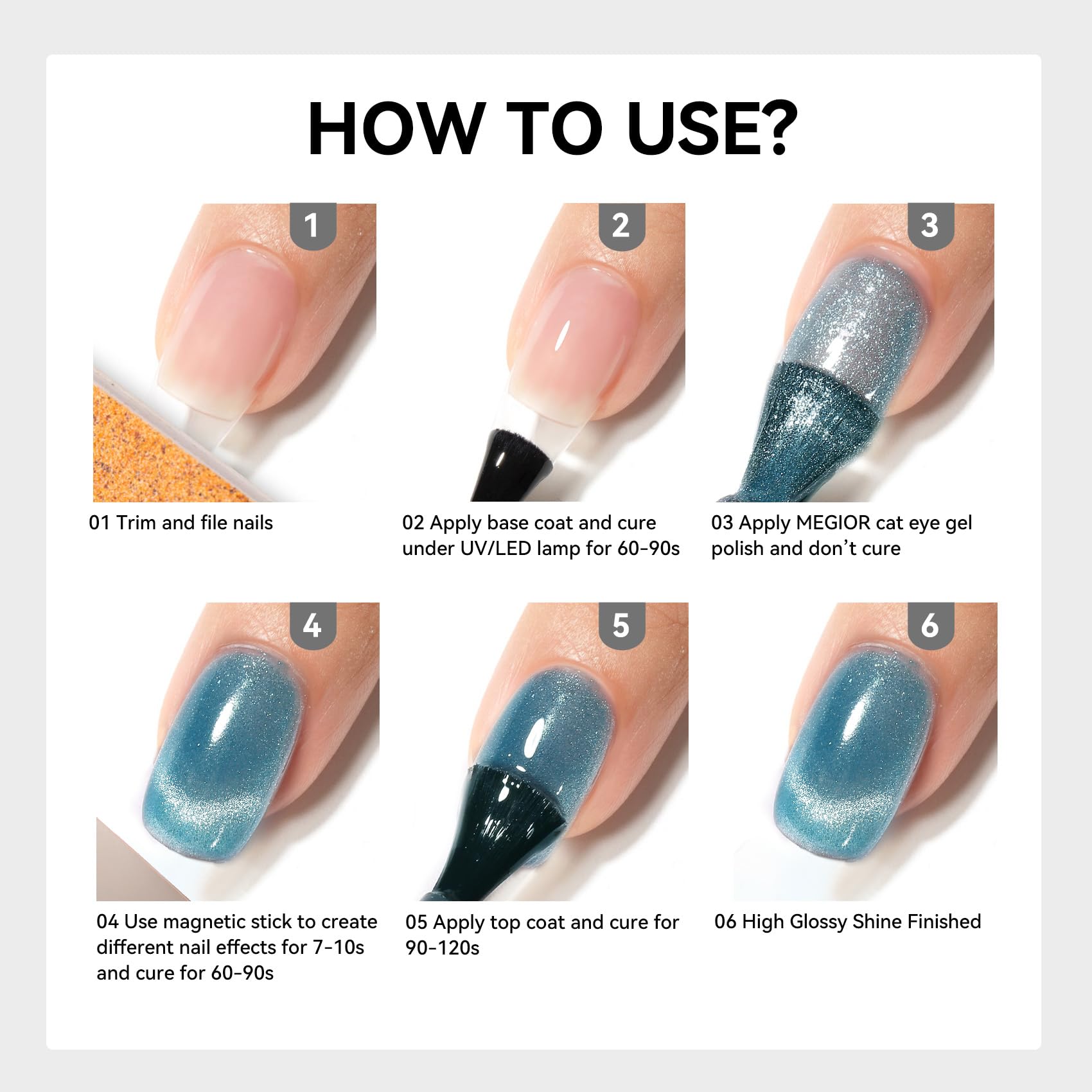 MEGIOR Aurora Green Non-toxic formula label underscores safe, odorless polish experience.