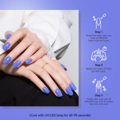 MEGIOR Ultra Marine gel cures under LED/UV lamp for a durable, glossy finish.