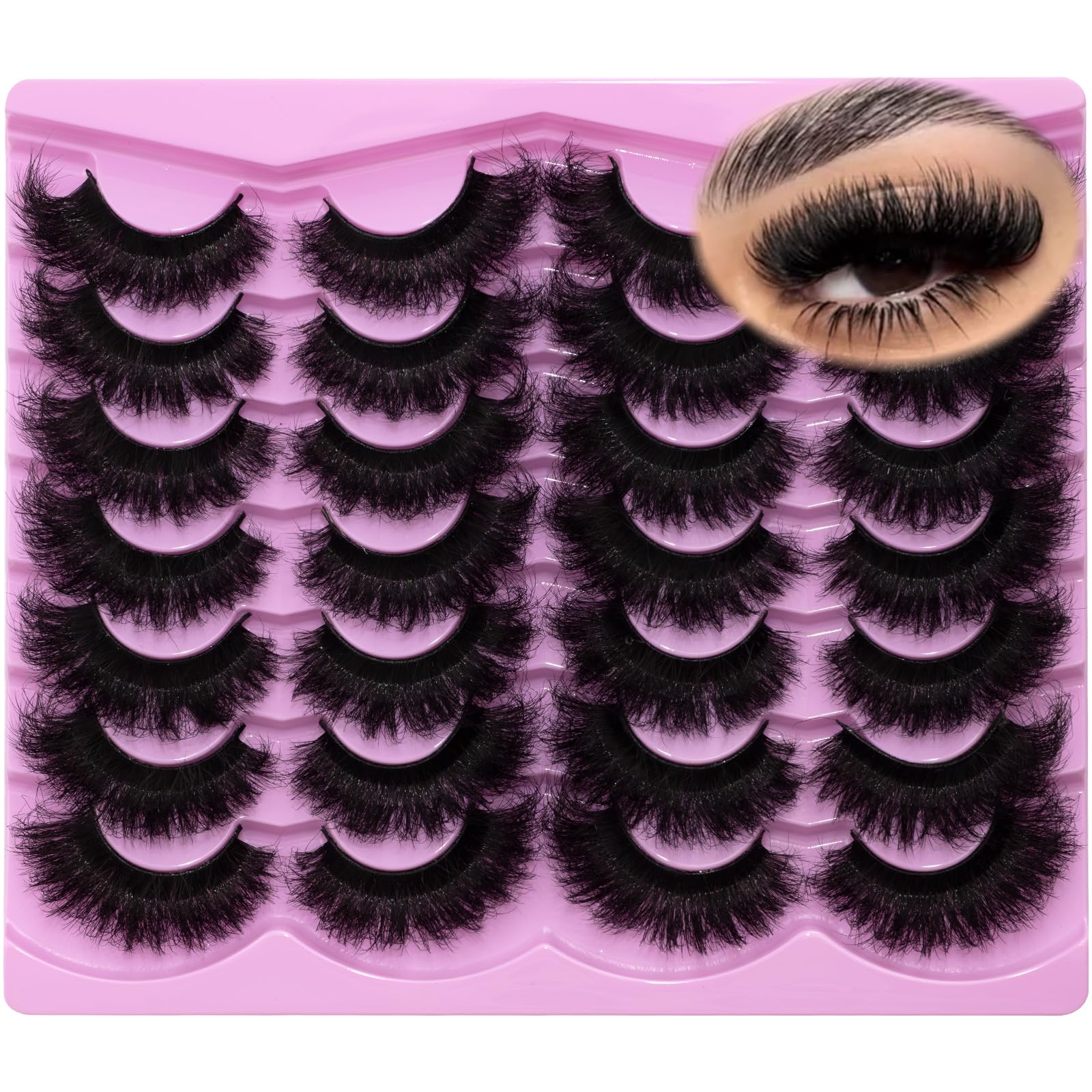 MEHALUSH cat-eye 20mm lashes with fluffy volume for dramatic yet natural blend.