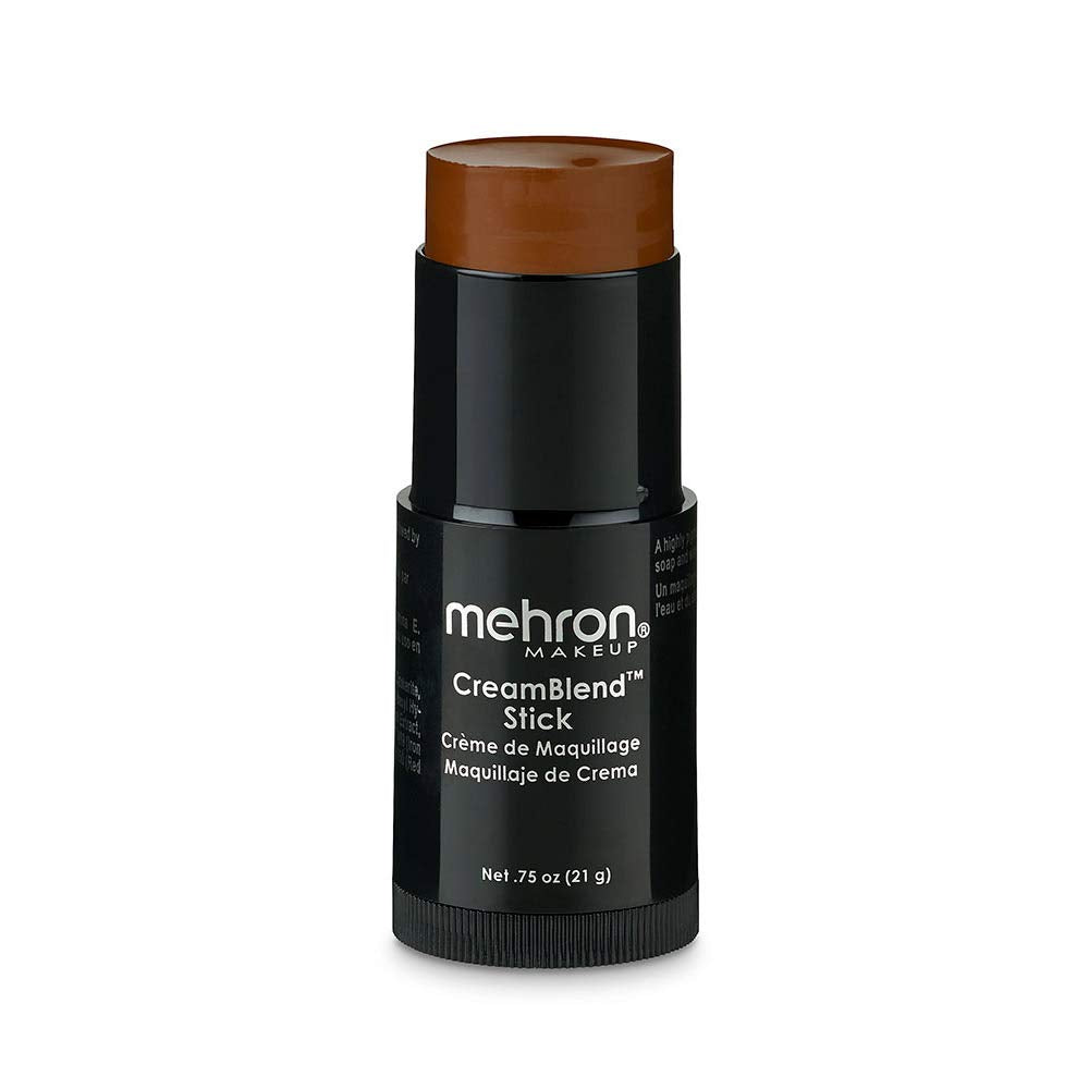 Mehron CreamBlend Stick Dark 3 application session for even stage coverage.