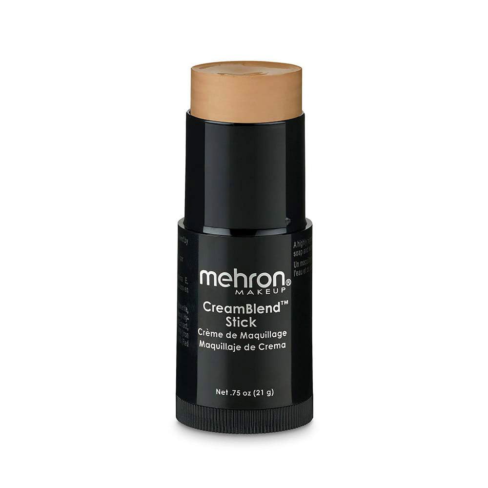 Mehron CreamBlend Stick rich pigment swatch showing bold color payoff for stage makeup.
