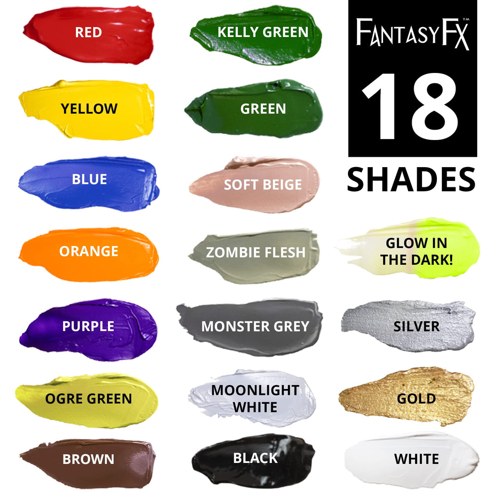 Mehron Fantasy FX Cream color collection showing versatile hues for costumes