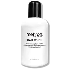 Mehron Hair White bottle dispense for easy theatrical application.