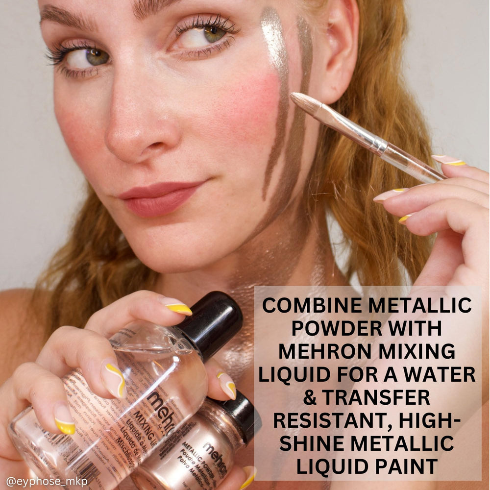 Mehron Metallic Powder Silver on body painting for bold stage looks