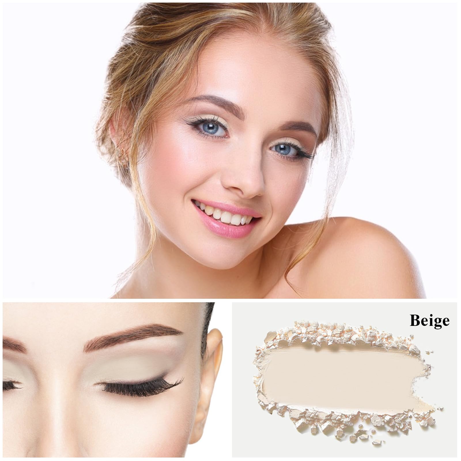MEICOLY beige matte eyeshadow showing rich pigmentation for natural lids.