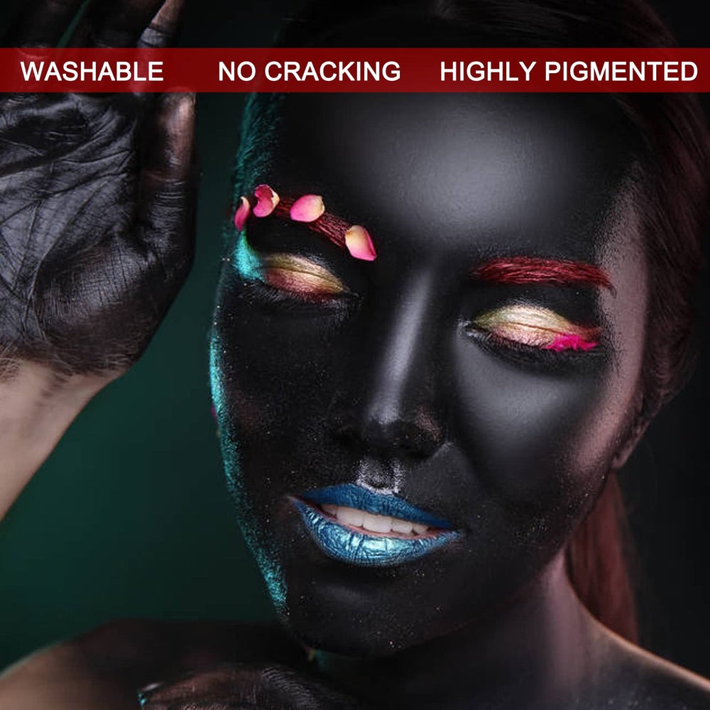 MEICOLY black face paint easily washes off with soap.
