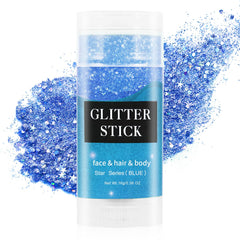 MEICOLY Blue Face Glitter Stick delivers vivid blue shimmer for bold party looks.