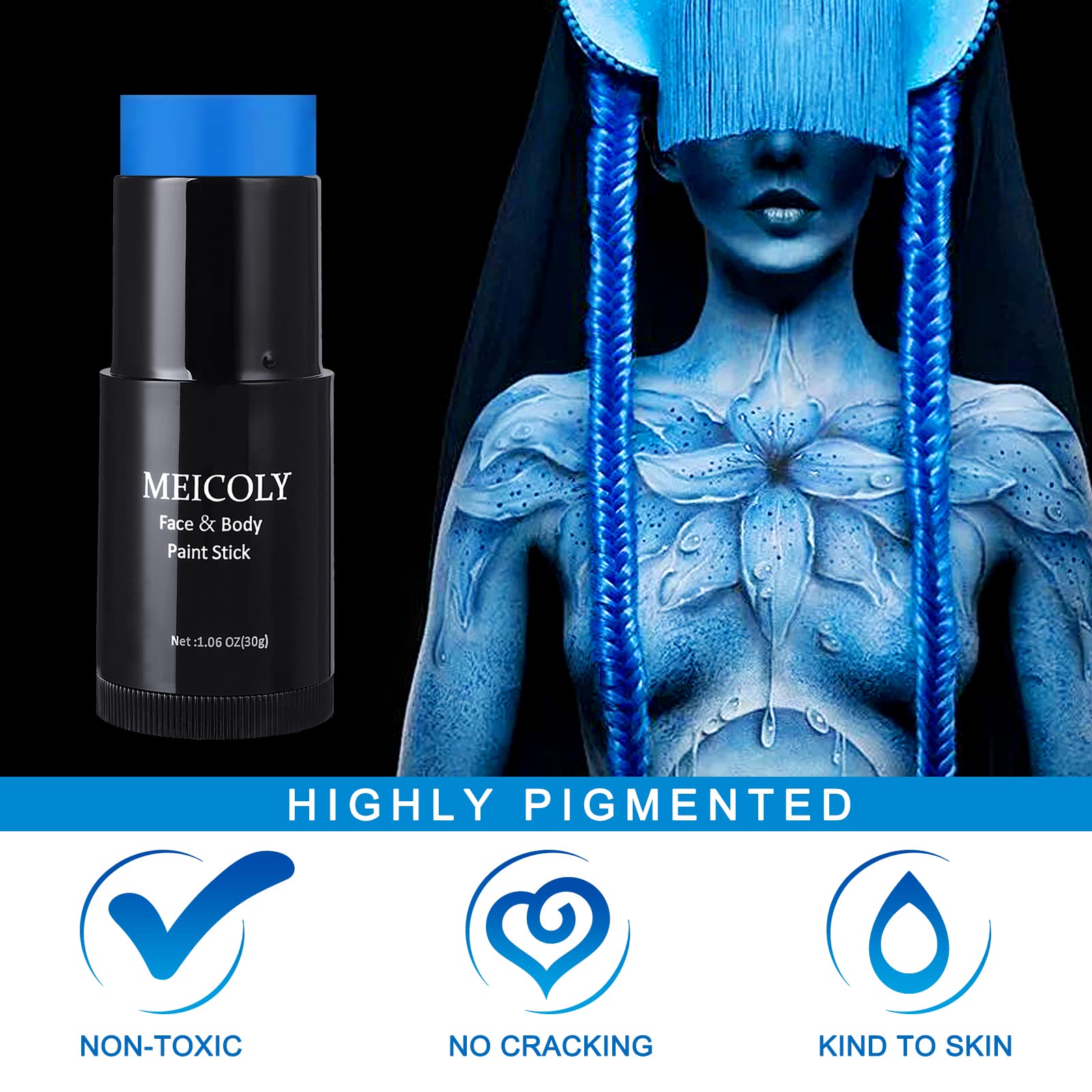 MEICOLY mystique avatar blue face paint for immersive character skin