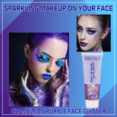 MEICOLY Chameleon Purple Glitter swatch on arm highlights color-shift shimmer