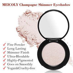 MEICOLY Champagne Shimmer Eyeshadow close-up pigment for rich color payoff.