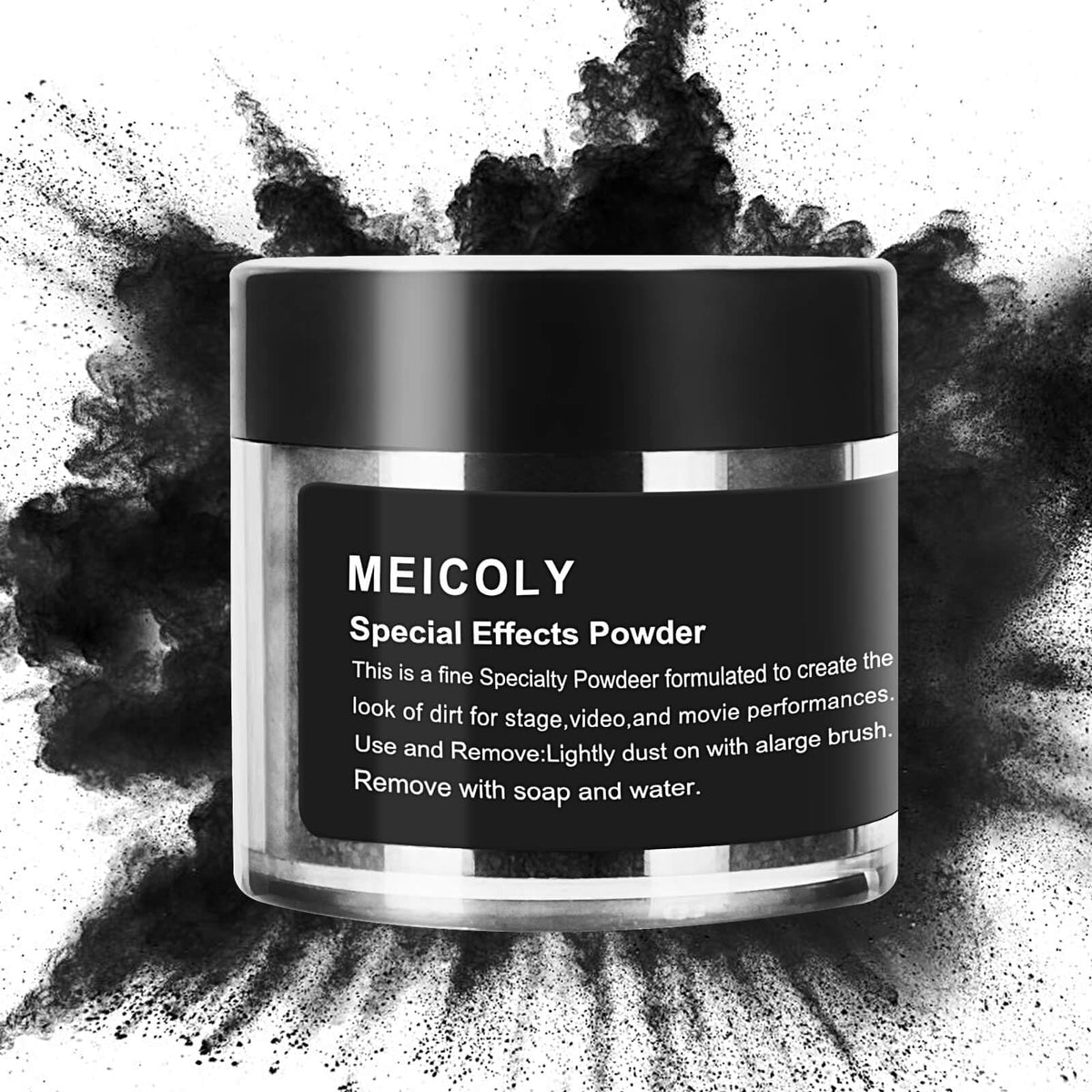 Meicoly charred ash SFX powder for realistic grime on stage characters