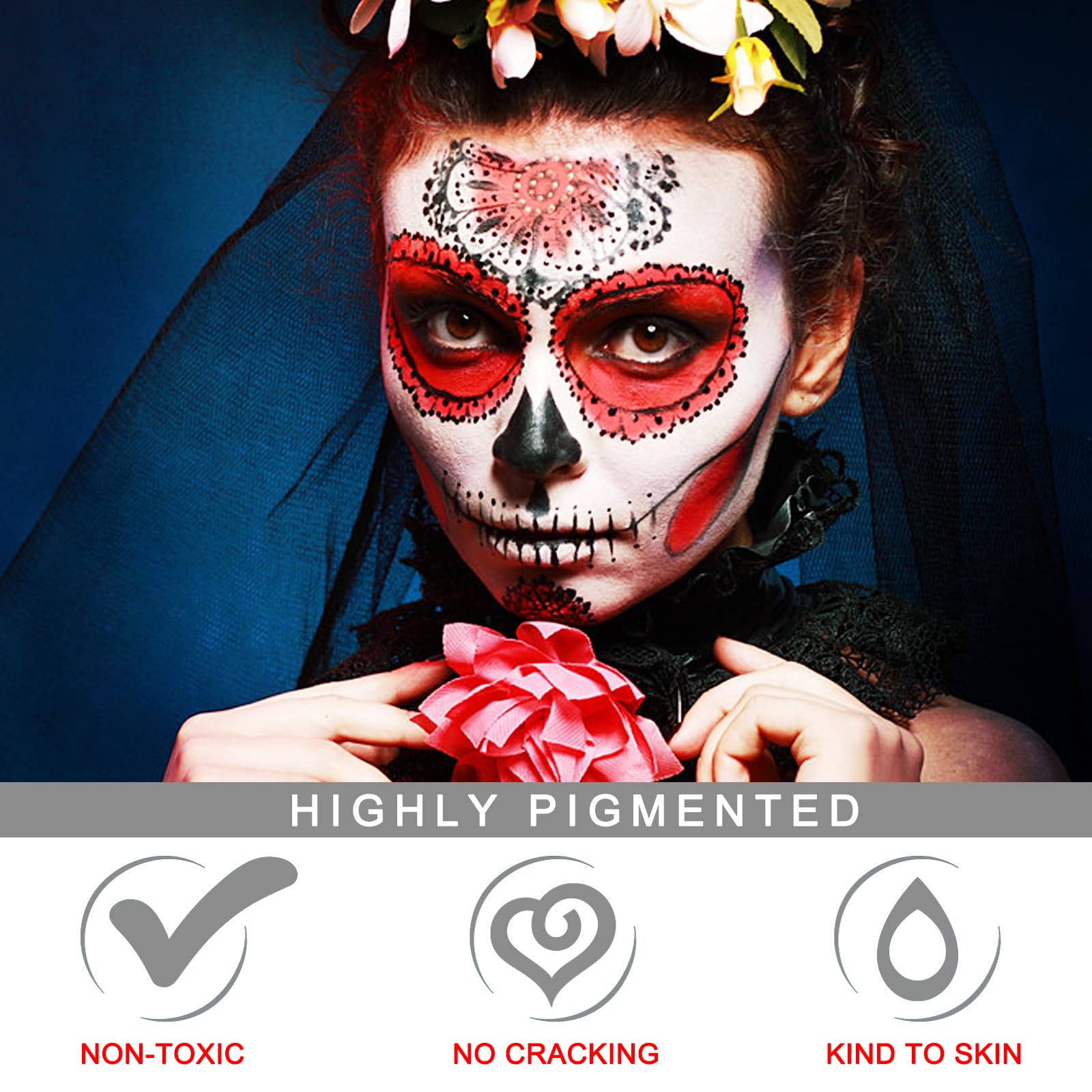 Meicoly black face paint stick for dramatic outlines and character designs.