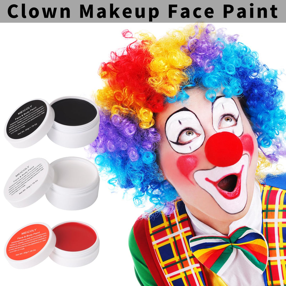 Meicoly clown makeup kit black paint jar ideal for dramatic lines and shading.
