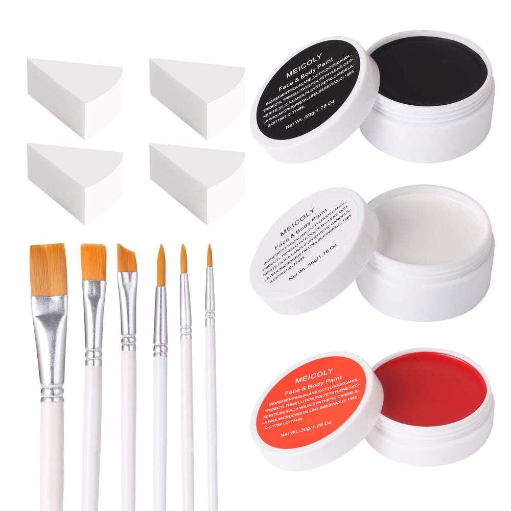 Meicoly clown makeup kit white paint jar for bold base color and smooth coverage.