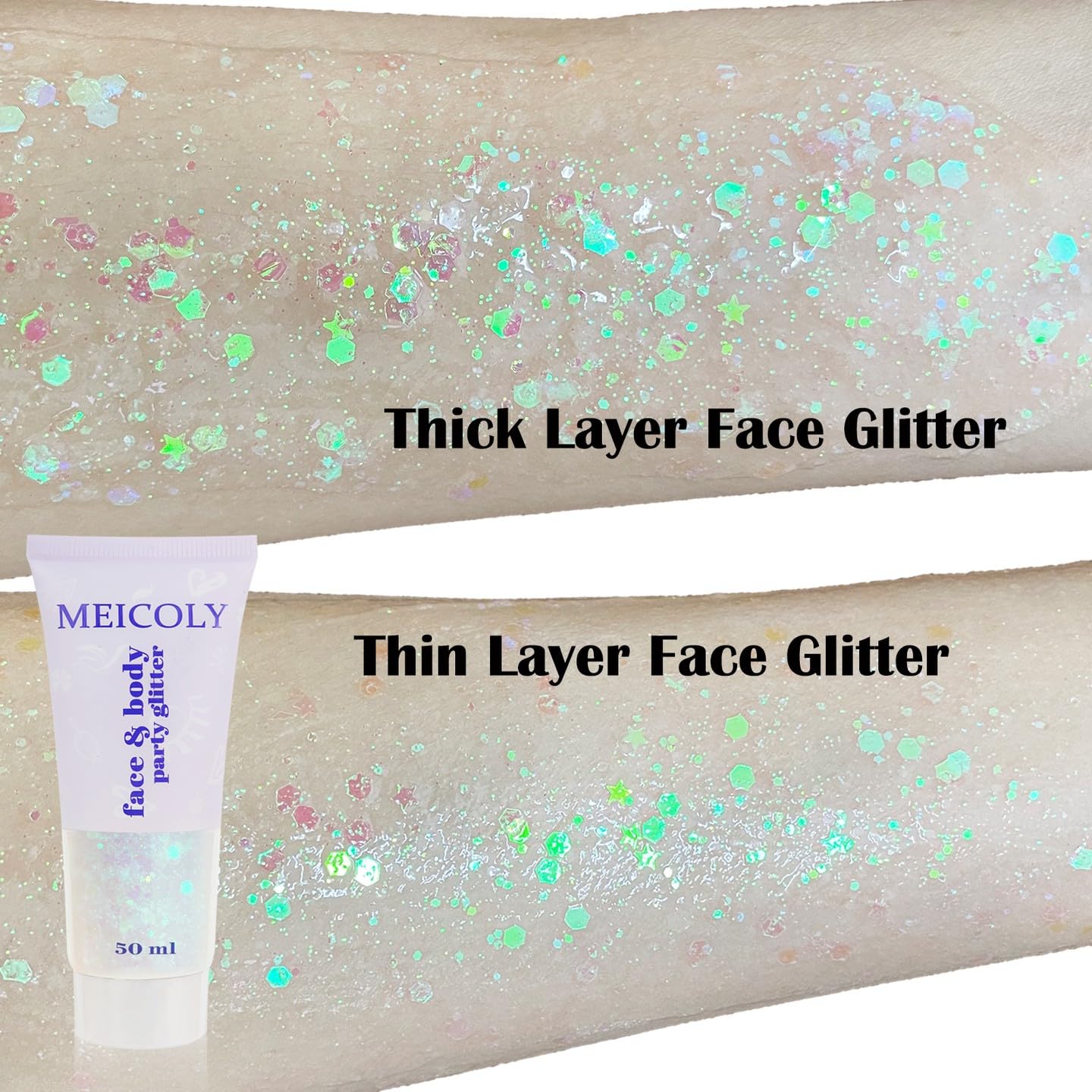 MEICOLY Collarbone-glitter-shine captures light during performances.