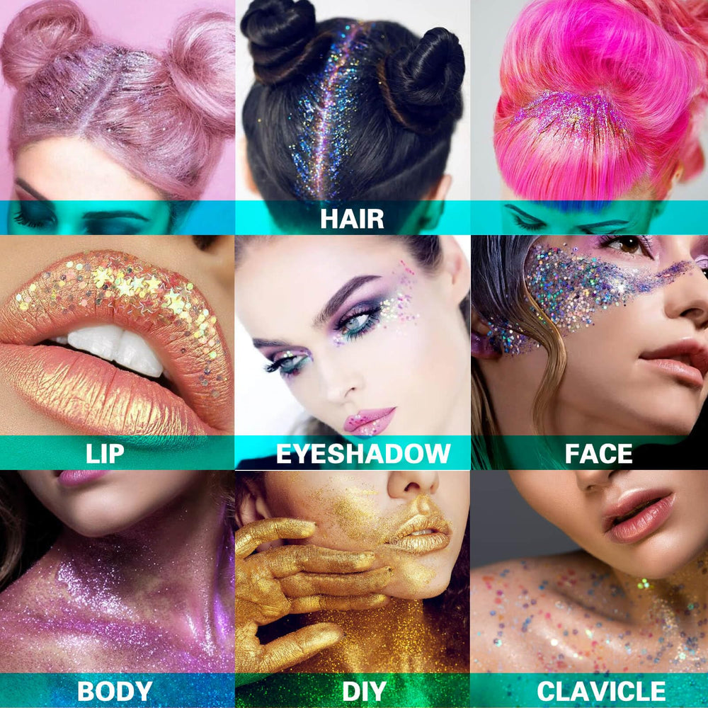 MEICOLY glitter on the body stays vibrant and washes off with soap