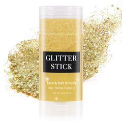 Meicoly gold face glitter stick bottle shows bold festival sparkle