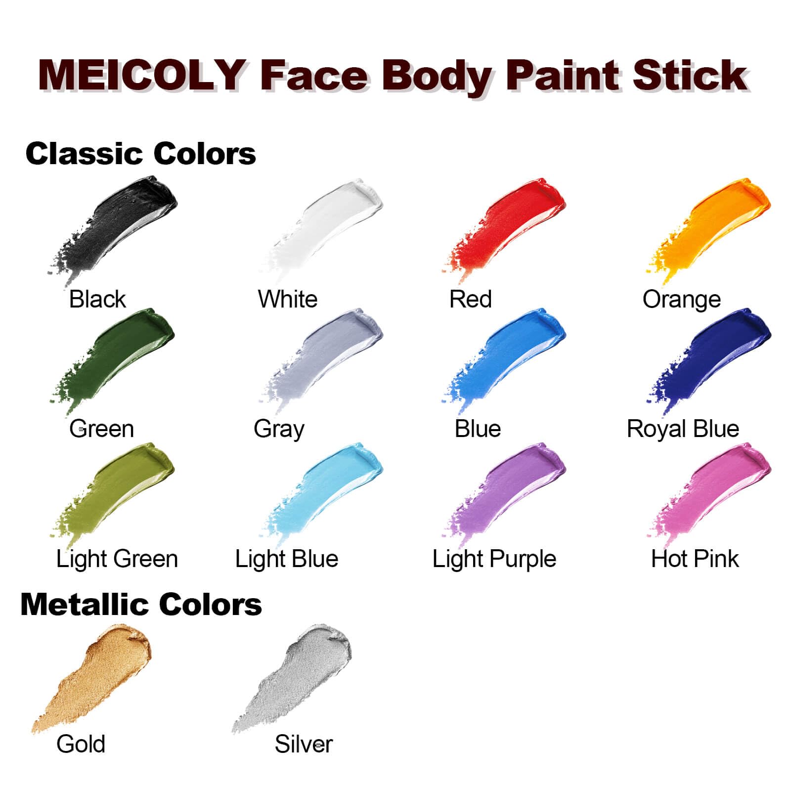 MEICOLY grey face paint stick offers long-wear performance for all-day events