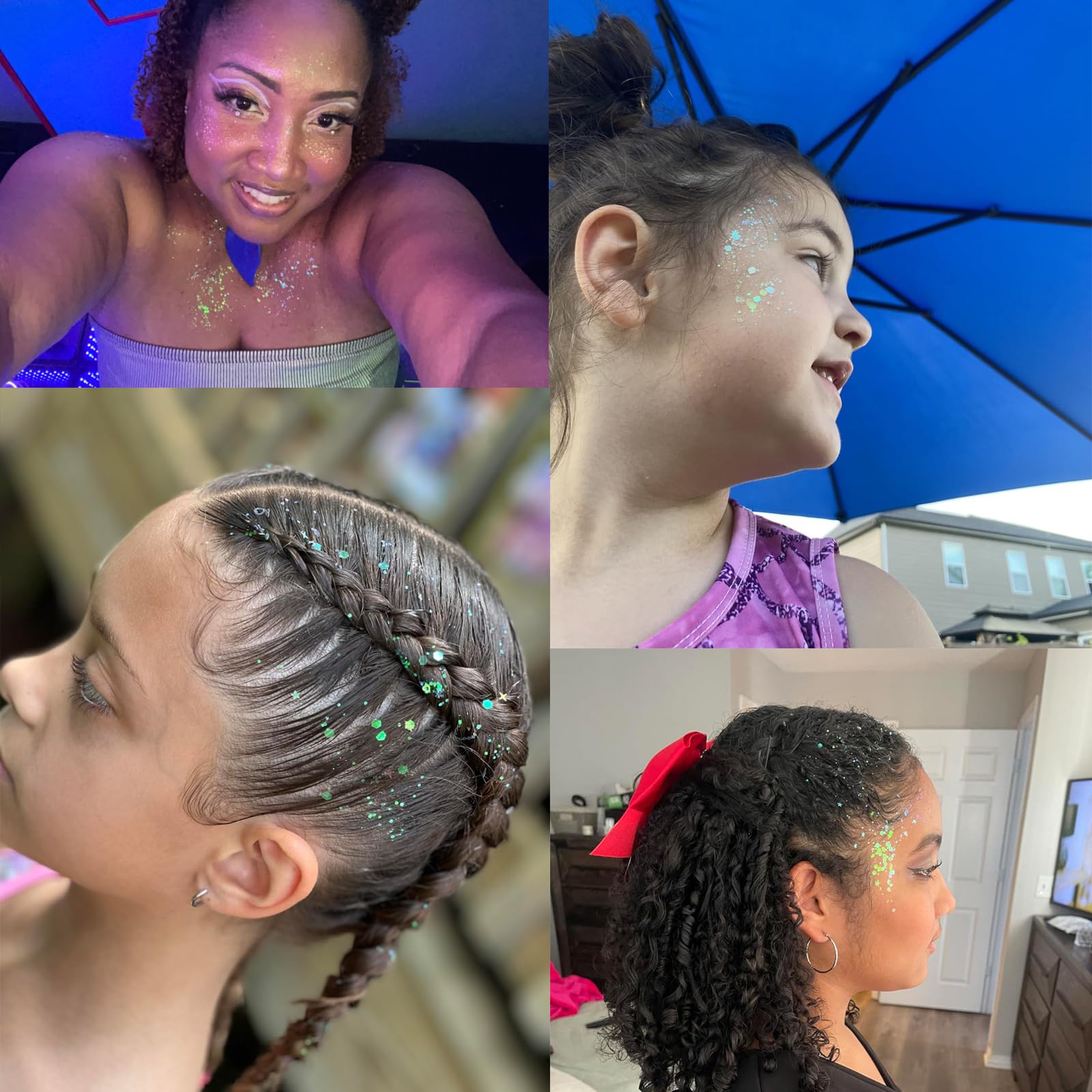 MEICOLY Hair-glitter-tips offers shimmering accents for updos.