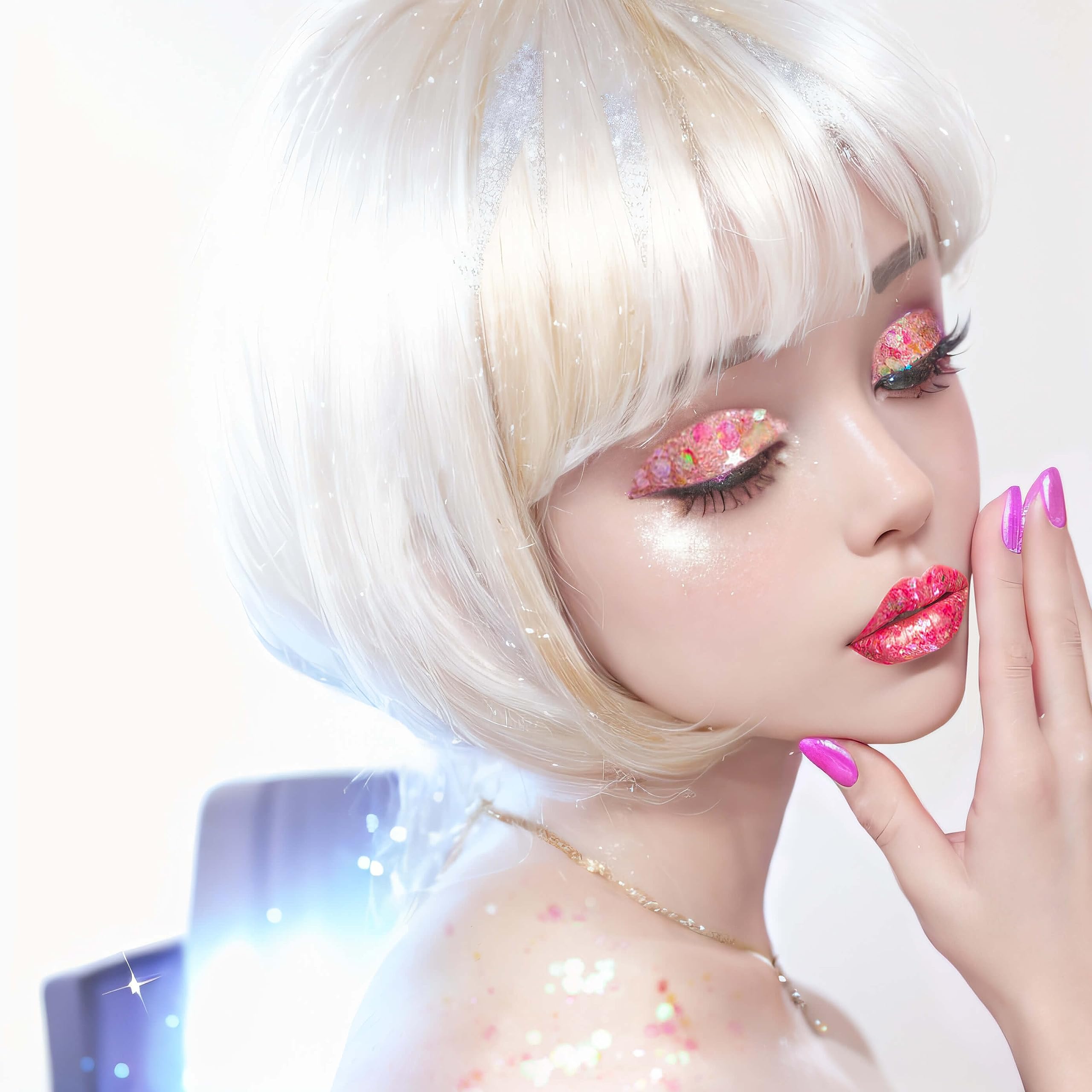 MEICOLY Halloween pink glitter face adds festive shimmer