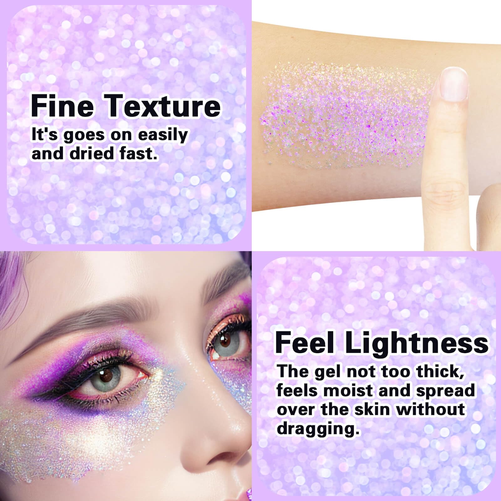 MEICOLY holographic glitter gel swirls show color shifts