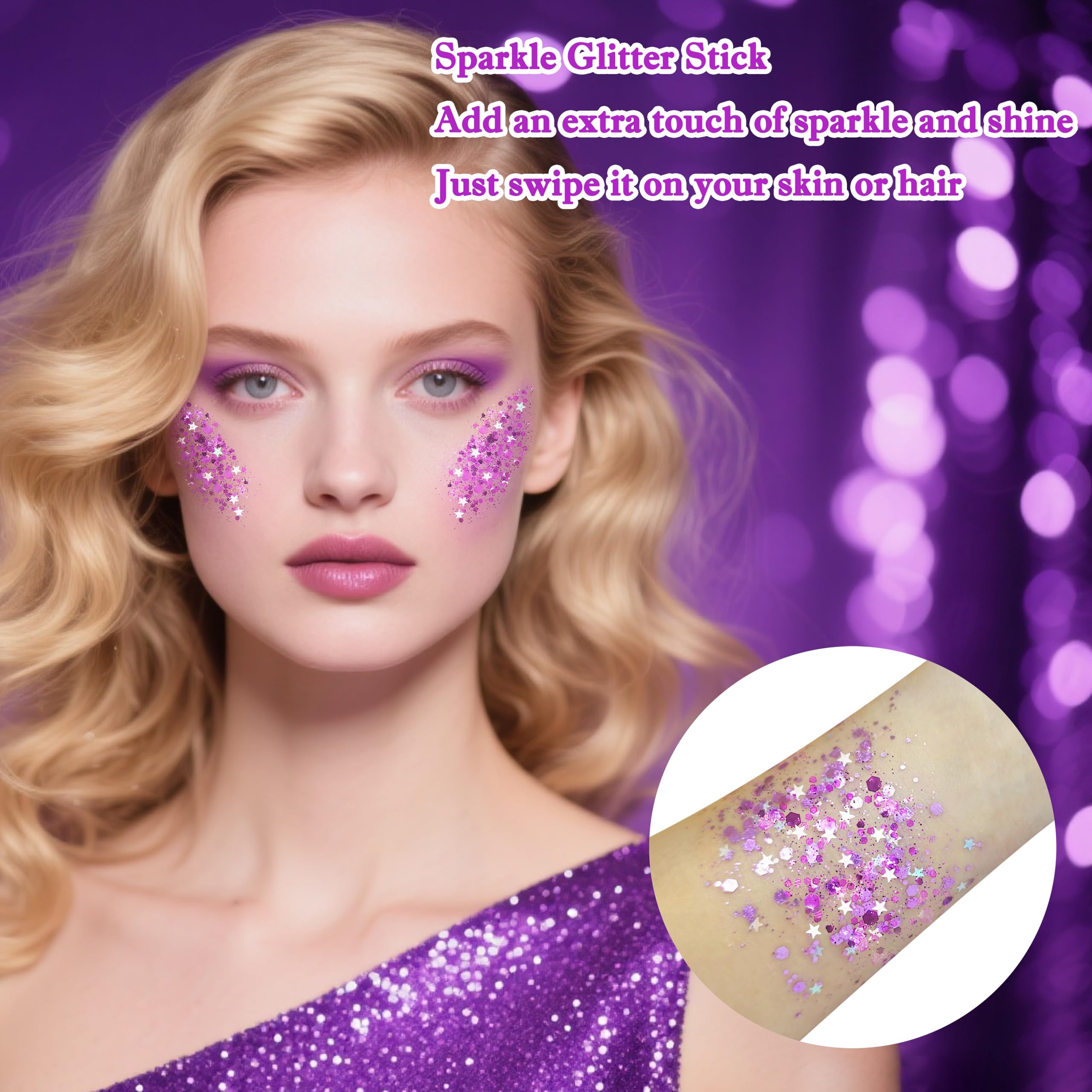 MEICOLY collarbones glitter stick creates luminous decolletage shimmer.