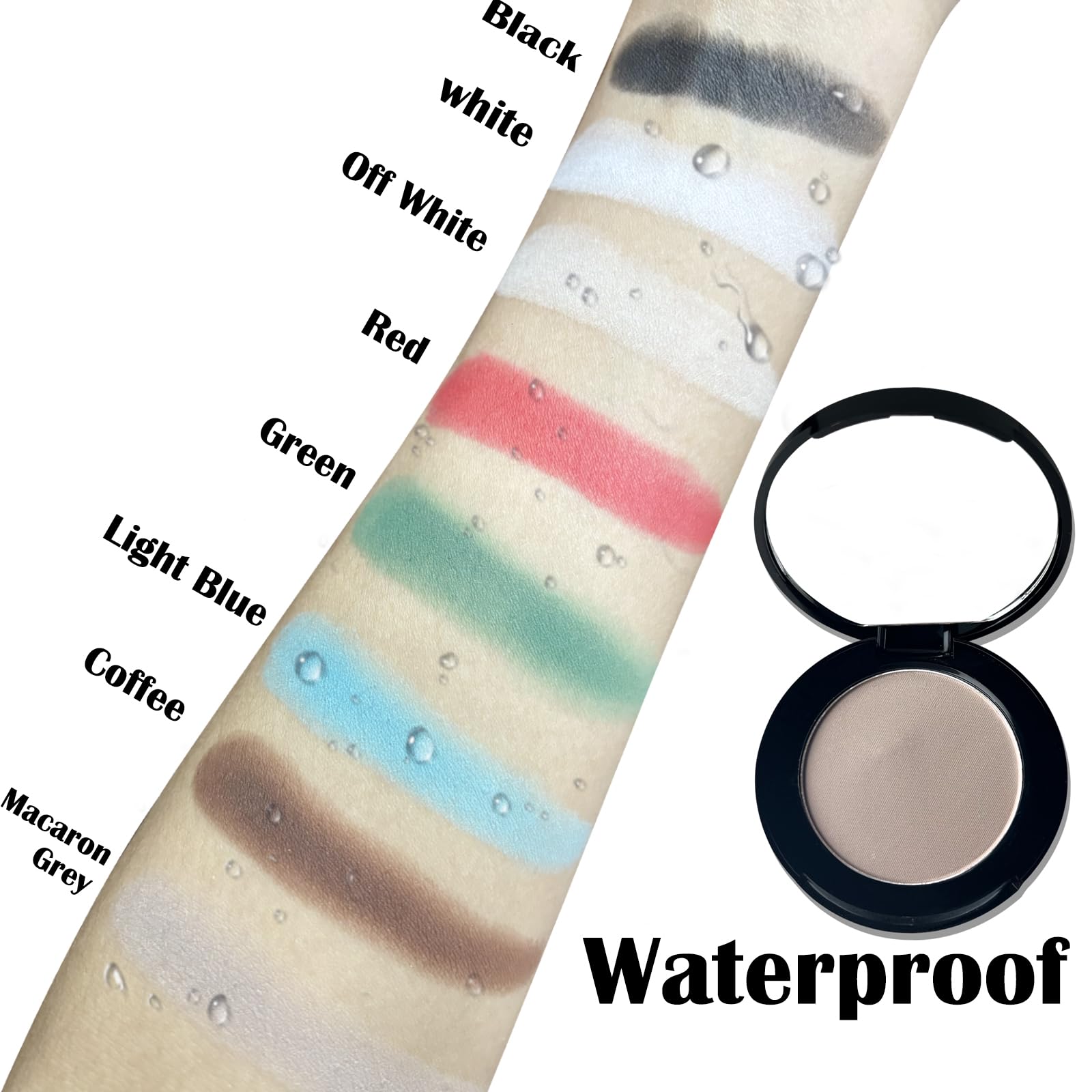 Travel-ready MEICOLY Macaron Grey Eyeshadow compact fits small bags.