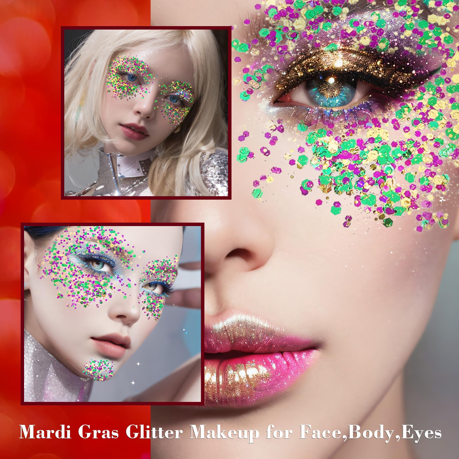 MEICOLY festival look on hair and body, easy application.