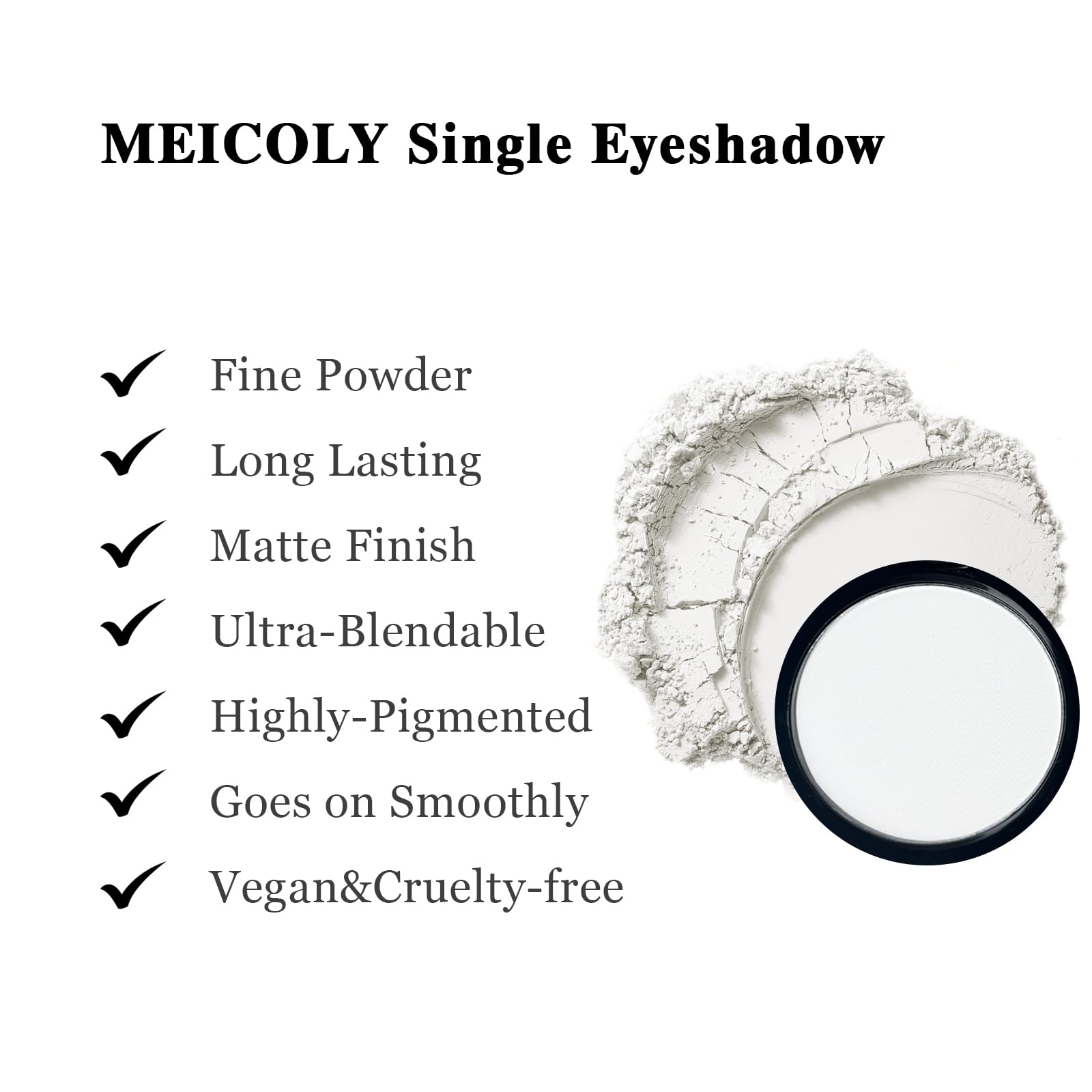 MEICOLY matte eyeshadow compact with buildable color and included brush