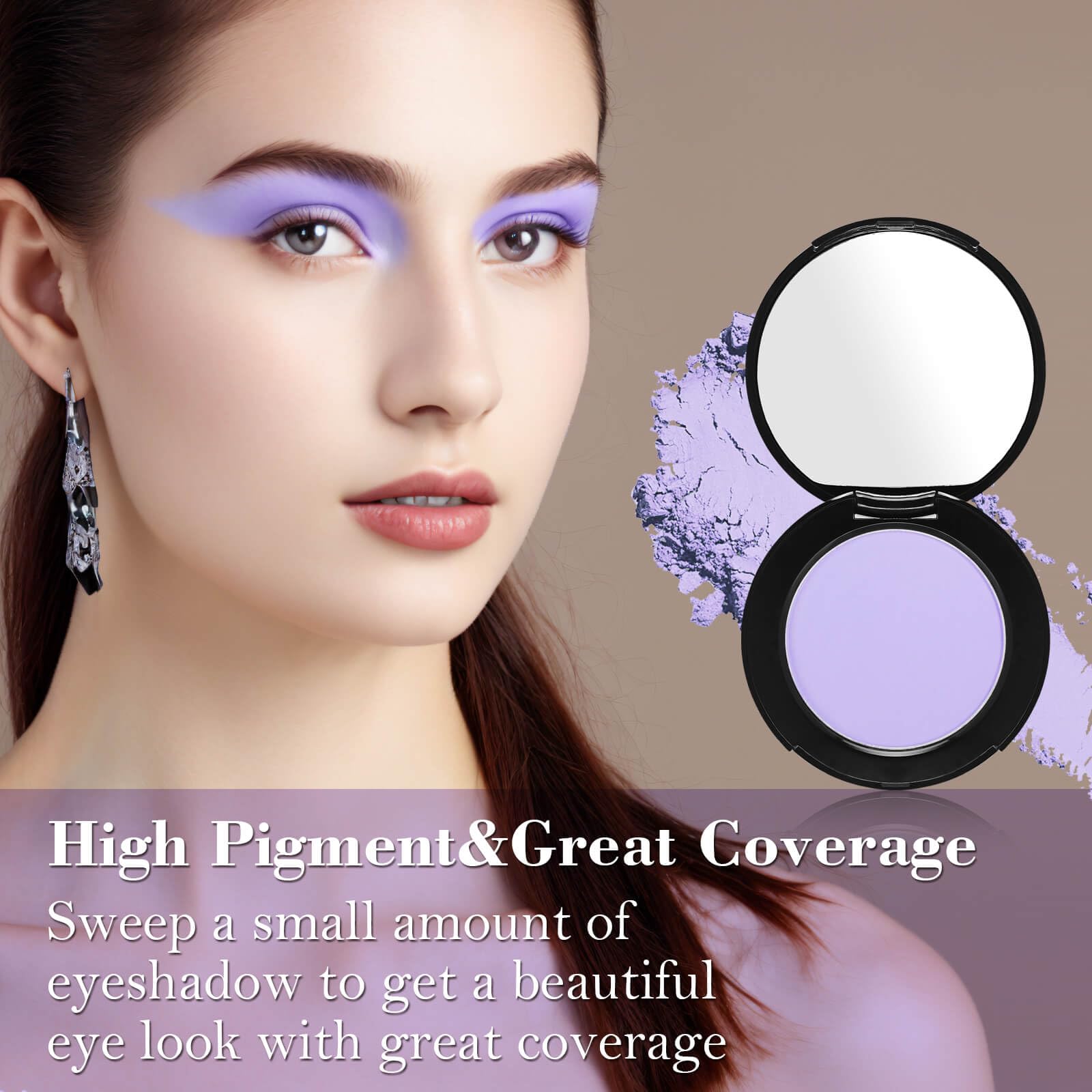 MEICOLY matte violet lavender eyeshadow delivering high pigmentation.