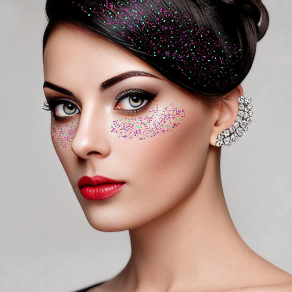 MEICOLY mermaid face glitter stick shines with chunky glitter for costumes